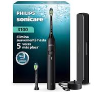 Cepillo Philips Sonicare Serie 3100 - Cepillo dental sónico con sensor de presión, 3 niveles de intensidad, función EasyStart, SmarTimer, autonomía de 14 días, estuche, negro, HX4034/22, [Nuevo]