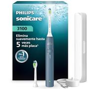 Cepillo Philips Sonicare Serie 3100 - Cepillo dental sónico con sensor de presión, 3 niveles de intensidad, EasyStart, SmarTimer, autonomía de 14 días, estuche, azul marino, HX4034/24, [Nuevo]
