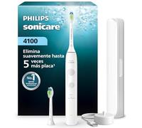 Cepillo Philips Sonicare Serie 4000 - Cepillo dental sónico con sensor de presión, 4 ajustes de cepillado, EasyStart, SmarTimer, autonomía de 21 días, estuche, blanco, HX4044/41, [Nuevo]