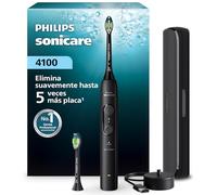 Cepillo Philips Sonicare Serie 4000 - Cepillo dental sónico con sensor de presión, 4 ajustes de cepillado, EasyStart, SmarTimer, autonomía de 21 días, estuche, negro, HX4044/52, [Nuevo]