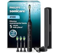 Cepillo Philips Sonicare Serie 4100 - Cepillo dental sónico con sensor de presión, 4 ajustes de cepillado, función EasyStart, SmarTimer, autonomía de 21 días, estuche, negro, HX4046/52, [Nuevo]