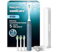 Cepillo Philips Sonicare Serie 4100 - Cepillo dental sónico con sensor de presión, 4 ajustes de cepillado, EasyStart, SmarTimer, autonomía de 21 días, estuche, azul marino, HX4046/48, [Nuevo]