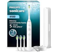 Cepillo Philips Sonicare Serie 4100 - Cepillo dental sónico con sensor de presión, 4 ajustes de cepillado, función EasyStart, SmarTimer, autonomía de 21 días, estuche, blanco, HX4046/41, [Nuevo]