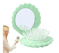 Cepillo Plegable Para Cabello, Cepillo de Viaje para Cabello en Forma de Concha, Peine Masajeador Cabelludo Espejo Maquillaje Pequeño Para Uso Diario Baño Ducha Playa Piscina Acampada Viaje Hogar