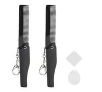 Cepillo plegable para el cabello peine de viaje portátil de bolsillo con llavero espejo acrílico diseño plegable dientes finamente pulidos antiestático para hombres