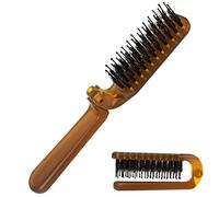 Cepillo plegable para el pelo, mini peine plegable de bolsillo, cepillo de pelo antiestático, tamaño de viaje, tamaño compacto, peine con cerdas de jabalí para mujeres y niñas (ámbar)