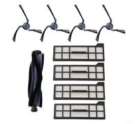 Cepillo principal para aspiradora robot, juego de 10 cepillos laterales de repuesto con filtro y bolsa de polvo para limpieza de fregona más limpia, rendimiento de larga duración, limpieza del hogar