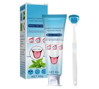 Cepillo raspador de lengua, gel limpiador de lengua, raspador de lengua Fre-sh M-int, kit de gel de limpieza de lengua, juego de higiene bucal eficaz natural, gel bucal y herramienta de limpieza para