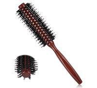 Cepillo redondo de cerdas de jabalí, cepillo de rodillo para secado con mango de madera, cepillo redondo pequeño para mujeres y hombres, alisado de cabello fino, rizado, voluminizador, desenredante