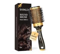 Cepillo redondo grande para secado con secador, cepillos redondos de aluminio para mujer, cepillo de rodillo para secado y peinado, dorado, cepillo de pelo para cabello rizado y liso, barril de 2