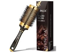 Cepillo redondo grande para secado con secador, cepillos redondos de aluminio para mujer, cepillo de rodillo para secado y peinado, dorado, cepillo de pelo para cabello rizado y liso, barril de 2