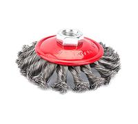 Cepillo redondo para desbrozadora, 4 unidades de cepillo de lijado trenzado para amoladora angular, cepillo cónico, M14 x 4 (2 x 3 pulgadas + 2 x 4 pulgadas)