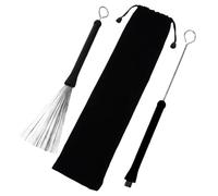 Cepillo Retráctil de Acero Inoxidable para Batería de Jazz, 1 Par | Negro, con Bolsa Incluida, Efecto de Retorno Elástico, para Bandas Juveniles y Principiantes