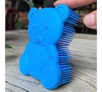 Cepillo sensorial premium para niños o autismo,Depurador corporal de silicona suave,Cepillos de terapia para sala sensorial,Cepillo de baño para ducha para mascotas (oso-azul marino)