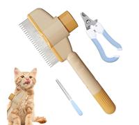 Cepillo Slicker Para Gatos,Peine Eliminador De Para Cachorros - Cepillo Con Botón Expulsor Portátil Para Mascotas De Largo y Corto