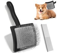 Cepillo Slicker para perros y gatos con pasadores de acero inoxidable extralargos, cepillo para perros y gatos, para pelo largo, pelo con peine de pelo, cepillo contra la capa interior, nudos y