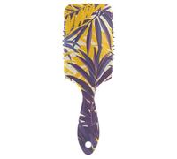 Cepillo suave de hojas de palma moradas y amarillas para cabello fino con mango ergonómico para peinar