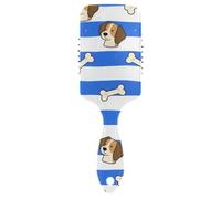 Cepillo suave para el crecimiento del cabello con diseño de hueso de perro a rayas azules y blancas, masajeador de cuero cabelludo para cabello rizado con mango ergonómico antiencrespamiento para