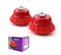Cepillo Taladro LERANXIN 2 Piezas Cepillo de Nylon, Rosca M14 Cepillo de Copa de Nylon Diámetro 63,5 mm Cepillo Amolador para Desbarbar, Eliminar Óxido y Pintura