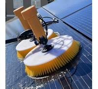 Cepillo telescópico de limpieza de paneles solares de 3,5 m, 70 cm, cabezal giratorio doble, limpiador de paneles fotovoltaicos eléctrico con cable de 17 m y manguera de agua de 29 m, herramienta de