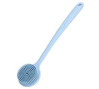 Cepillo Trasero de Silicona de Mango Largo, Cepillo de Ducha de Baño de Silicona Fácil de Limpiar de Doble Cara para Ducha(Azul nórdico)