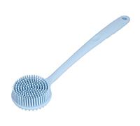 Cepillo Trasero de Silicona de Mango Largo, Cepillo de Ducha de Baño de Silicona Fácil de Limpiar, Espesamiento de Curva Simple para Ducha(Azul nórdico)