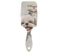 Cepillo vintage para bañera con diseño de dibujos animados Shih Tzu Dogs para secar el cuero cabelludo con cepillo ergonómico para cabello rizado