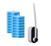 Cepillo WC - Juego de cepillos para inodoro, cepillo de inodoro compacto | Kit de depurador de inodoro, anillo de cepillo con 16 almohadillas de recarga de limpiador para inodoro para sala de B