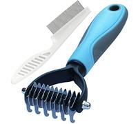 Cepillo y Peine Antipulgas Perro y Gatos, Peines de Rastrillo Para Perros Pelo Largo y Corto,Elimina el Pelo no Deseado de las Mascotas y Desata los Nudos Para Reducir la Caída del Cabello (S, Azul)