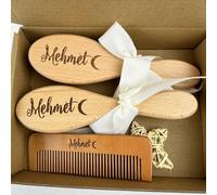 Cepillo Y Peine De Madera Personalizados For Bebé, Kit De Aseo Personalizado Con Grabado De Texto/nombre, Regalo For El Primer Cumpleaños De Niñas(B)