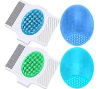 Cepillo y peine para tapa de cuna, cepillo seguro para el cuero cabelludo del bebé con cerdas de goma suave, ayuda a masajear suavemente el cuidado del cuero cabelludo