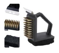 Cepillo Y Rascador para Parrilla, Cerdas De Alambre Seguras, Cepillo De Limpieza con Tres Estropajos para Barbacoa, Accesorios Extra Fuertes para Limpiar Barbacoas, Cepillo De Limpieza Grill Rescue