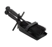 Cepillo y recogedor para la chimenea de metal negro 29x10x12