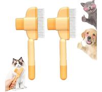 Cepillo Zen para Gatos, Peine para Gatos Zenbrush, Cepillo de Aseo Autolimpiable para Mascotas Zen Brush, Cepillo de Aseo para Gatos y Perros para Masajear y Limpiar el Pelo (Yellow 2 pcs)