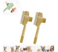 Cepillo Zen para gatos, peine Zenbrush para gatos, peine antipulgas para gatos, eliminación de pelo y perros con botón de liberación (beige + beige)