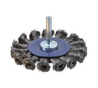 Cepillos circulares de alambre trenzado - Vástago 6mm, ideales para limpiar, desbarbar y preparar superficies en trabajos de metal y madera.