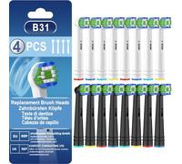 Cepillos compatibles con Oral-B Callysonic Cepillos de repuesto Cabezales Cepillo de dientes Eléctrico Oral B Compatibles -Vitality Pro 3, Precision, Floss, Cross, Sensitive (8 Blanco+8 Negro)