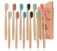 Cepillos de Dientes de Bambú, LuckinSmile Pack 12 Cepillo de Dientes en 6 Colores para Toda La Familia, Cepillo Dientes Fáciles Distinguir, Cepillo Dientes Bambu Ecológico, 100% Biodegradable,Sin BPA