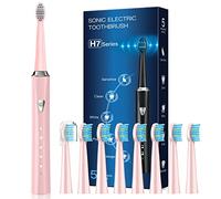 Cepillos de Dientes Electricos Adultos Infantil - Cepillo Electrico Sónico con 8 Cabezales, 5 Modos, Carga 3 Horas y Utilizar por 60 Días, Cepillo Electrico para Familia Viajar, Rosa