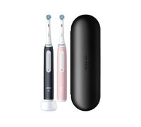 Oral-B iO 3 Cepillos De Dientes Eléctricos (Pack de 2) Con 2 Cabezales, 1 Estuche De Viaje, Diseñado Por Braun, Regalos Originales para Mujer y Hombre - Negro Y Rosa