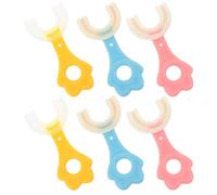Cepillos de Dientes para Niños Cepillo de Dientes en Forma de U: 6 Cepillos de Silicona Protección de Manos Libres para La Limpieza de La de 360 ° (Colores Surtidos)