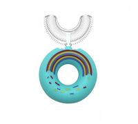 Cepillos de dientes para niños en forma de U, cepillo de dientes de entrenamiento manual de silicona, limpieza integral envolvente de 360 ° (para niños de 2 a 6 años) cepillos de dientes para niños (color azul)