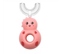 Cepillos de dientes para niños en forma de U, cepillo de dientes de entrenamiento manual de silicona, limpieza integral envolvente de 360 ° (para niños de 2 a 6 años) cepillos de dientes para niños (rosa)