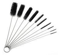 Cepillos de limpieza de botellas, 10 piezas de cepillo de tubo de nylon para botellas de vidrio de limpieza de paja (negro)