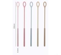 Cepillos de limpieza flexibles de silicona con asas extralargas para una limpieza eficiente de interiores de pajita, perfectos para botellas de agua y tubos de bebidas reutilizables (rojo)