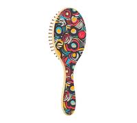 Cepillos de madera para el pelo abstracto colorido con patrón circular para cabello natural, cepillo de madera para mujeres cepillo de masaje de madera