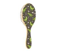 Cepillos de madera para el pelo, cepillo de madera para el cabello, cepillo de masaje de madera, dinosaurio, esqueleto, sin costuras, patrón grunge