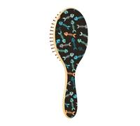 Cepillos de madera para el pelo, cepillo de madera para mujer, cepillo de pelo natural, esqueleto de pez multicolor