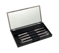 Cepillos de maquillaje de doble cara, cepillo de maquillaje de doble extremo - 4 piezas Cepillo de maquillaje pequeño con estuche - Maquillaje compacto cepillado con esponja de limpieza para fundador