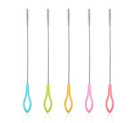 Cepillos de paja de 5 piezas, cepillos de Paja de acero inoxidable, cepillos para tubos de ensayo, cepillos de nailon de 5 colores, cepillos de limpieza de paja, adecuados para biberones.